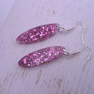 Pink Glitter Dangle Earrings